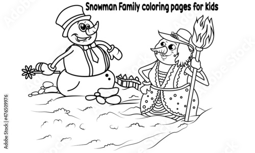 Snowman Family coloring pages for kids