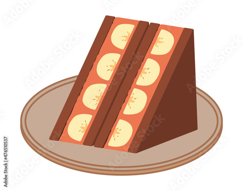 フルーツサンド　チョコバナナ　三角に二分割