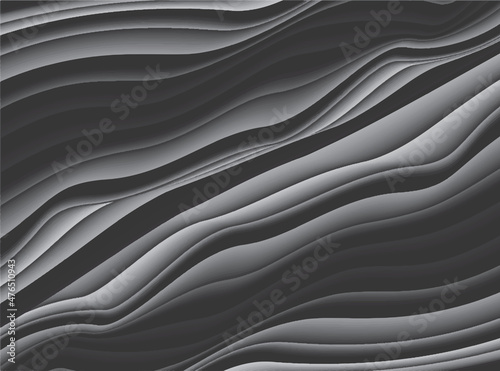 Wavy dark gray strips. Abstract background. Vector illustration