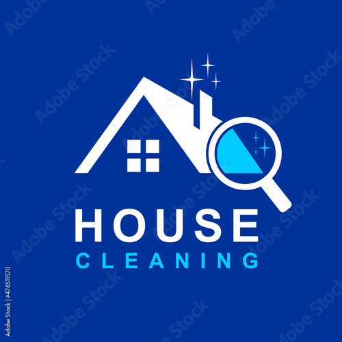 house cleaning logo with magnifying glass concept