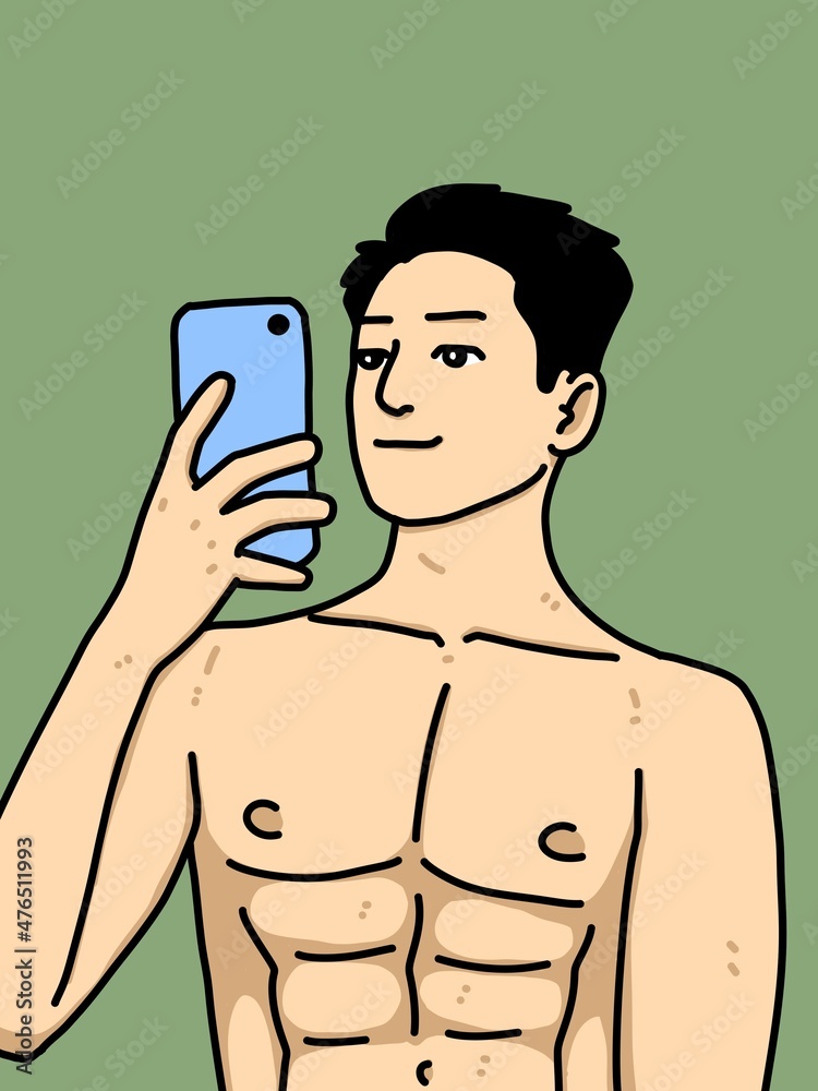 Fototapeta premium cute man cartoon on green background