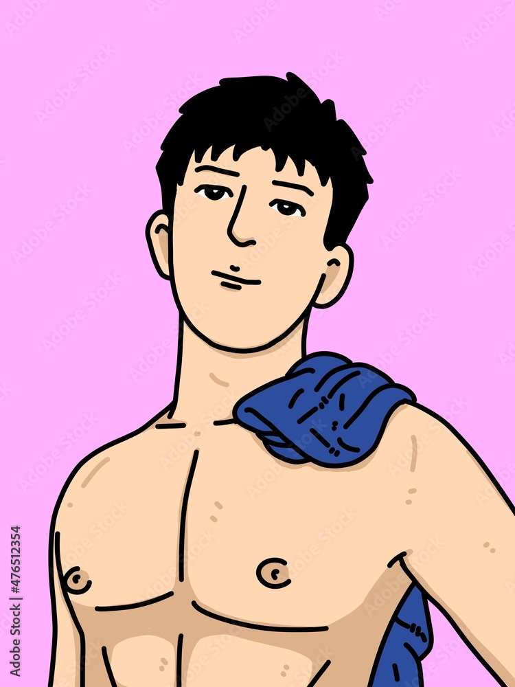 Fototapeta premium cute man cartoon on pink background