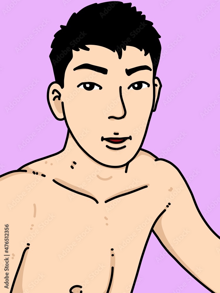 Fototapeta premium cute man cartoon on pink background