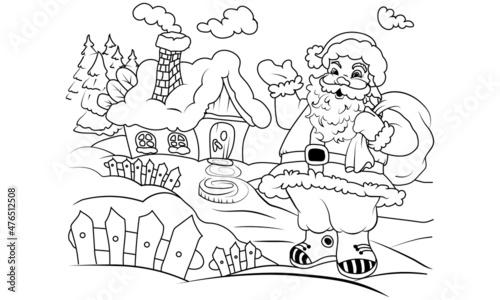 Christmas landscape coloring pages for kids