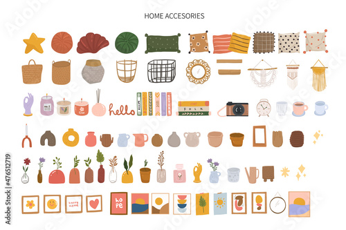 home accessories hand drawn illustration collection 