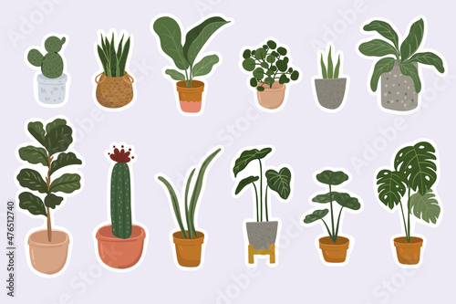  urban house plant illustration sticker collection