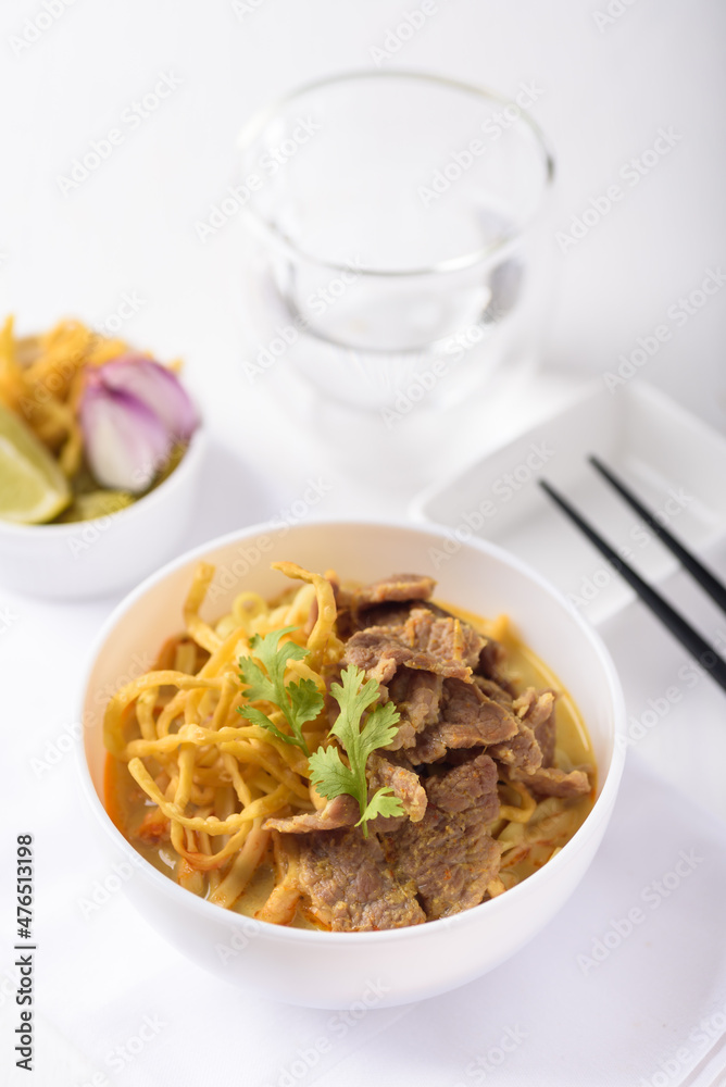 Khao Soi, Northern Thai food Red curry with coconut milk