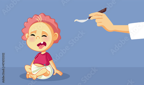 Baby Refusing Medicine or Food for Bad Taste Vector Cartoon