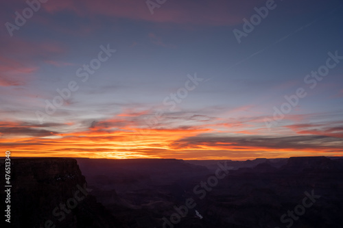 Final Rays of Sunset Light Over the Grand Canyon