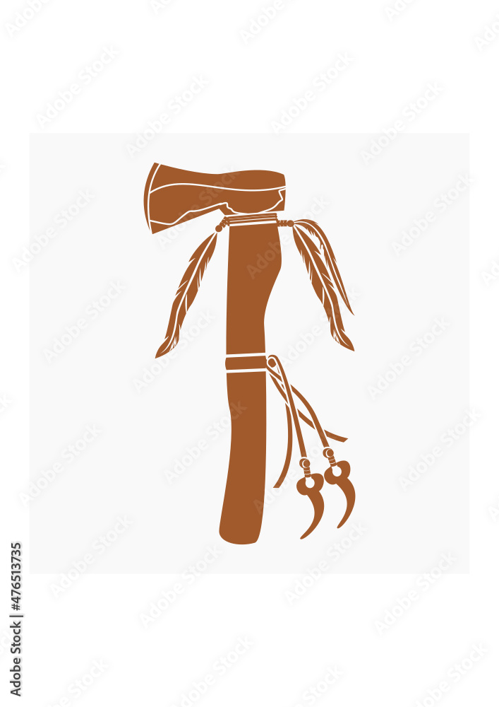 Editable Vector of Isolated Native American Tomahawk Axe Illustration ...