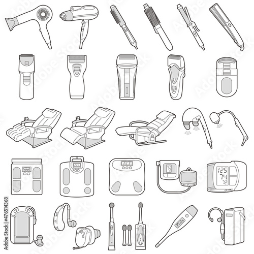 様々な電化製品のイラスト / 健康関連の電化製品