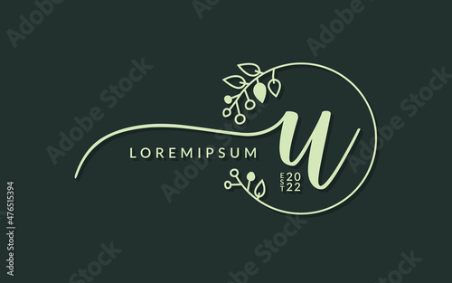 Handwritten Signature monogram Letter u calligraphic vector graphic design,usable for wedding card, personal signature, logo design concept illustration