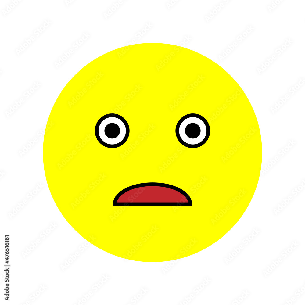 Fototapeta premium Scaring emoji. Message button. Communication background. Chat symbol. Yellow face. Vector illustration. Stock image.