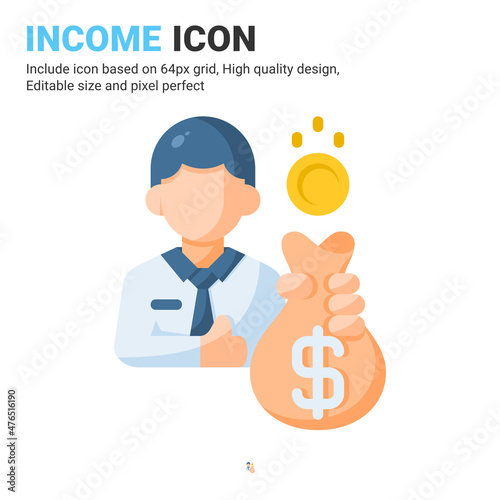 Employee wage icon vector with flat color style isolated on white background. Vector illustration income sign symbol icon concept for business, finance, industry, company, apps, web and all project