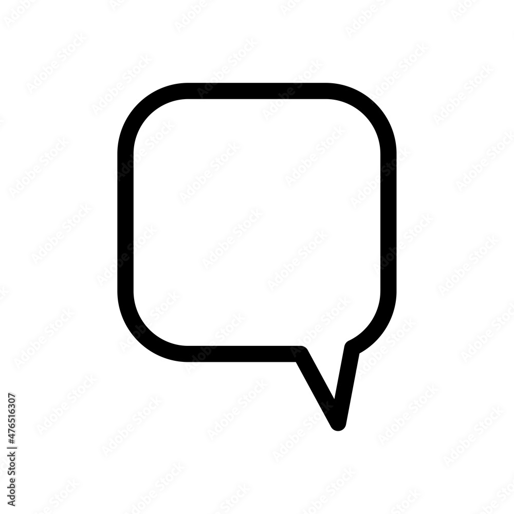 Square chat box icon. Soft outline shape. Message symbol. Simple design. Line art. Vector illustration. Stock image. Square chat box icon. Soft outline shape. Message symbol. Simple design. Line art. Vector illustration. Stock image.