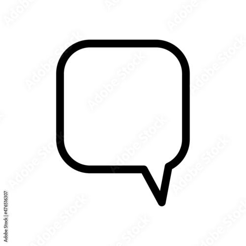 Square chat box icon. Soft outline shape. Message symbol. Simple design. Line art. Vector illustration. Stock image.