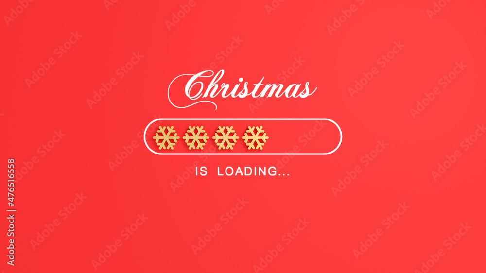 Merry Christmas loading concept with candy cane. 3d illustration