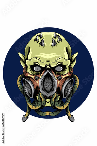 Skull with gas mask vector illustration