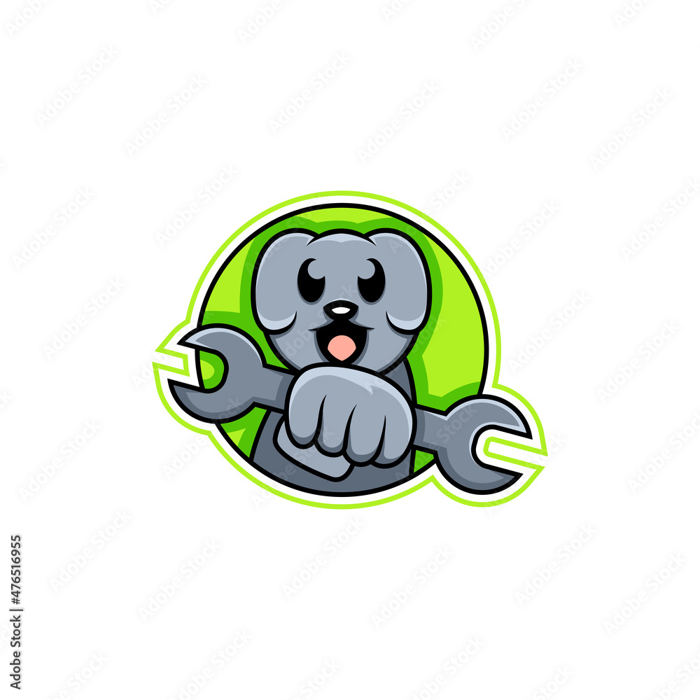 mascot dog logo illustration holding a tool mascot dog logo illustration holding a tool