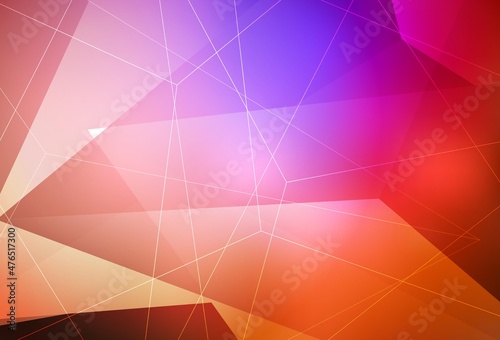 Dark Pink, Red vector layout with lines, triangles.