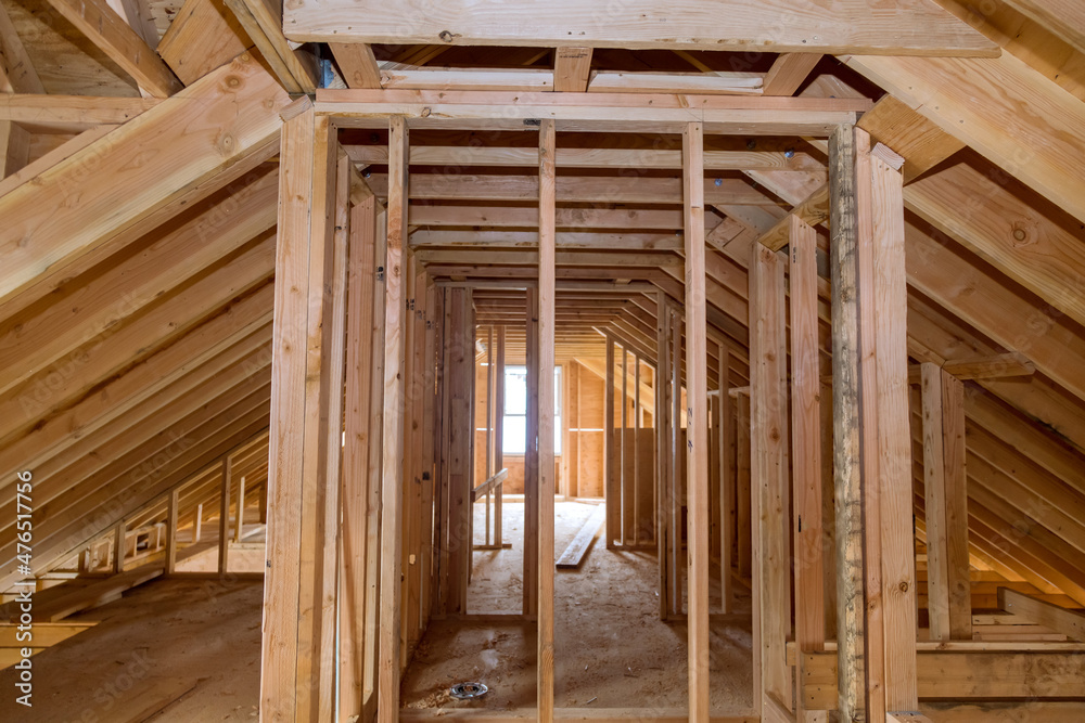 Interior view construction new residential home.