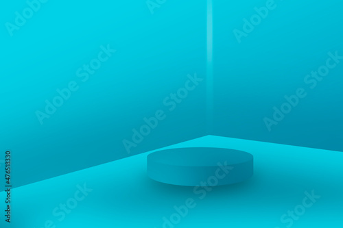 blue 3d podium with blue background