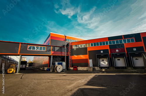Industrial building with a blue sky