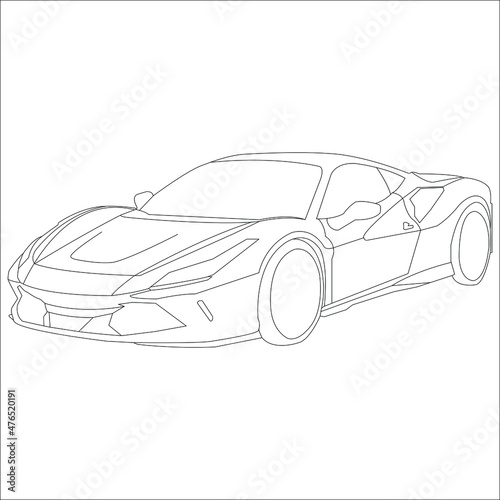 sketch of a supercar.
