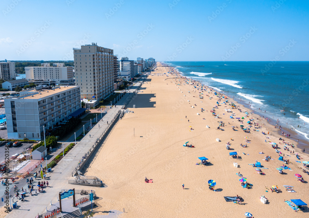 Aerial View of the Virginia Beach Ocean Front looking North from 1st st,