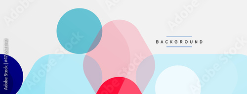 Color bubbles and rounded geometric shapes on white. Vector geometric minimal abstract background for wallpaper, banner, background, landing page