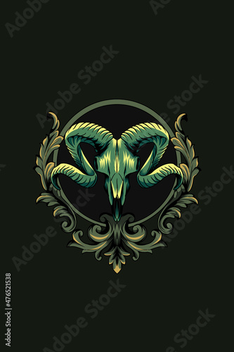 Goat skull with ornament vector illustration