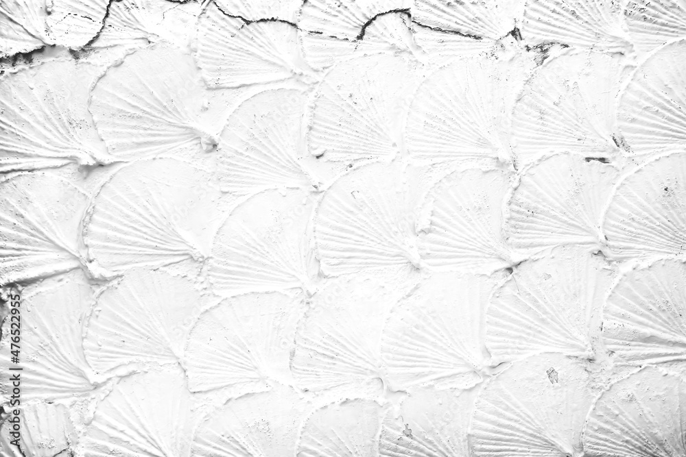 White concrete wall texture with leaf in seamless for background