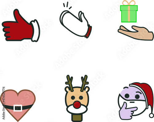 Reactions to professional network in christmas version. Like, support, celebration, gift, love, santa claus, reindeer, curiousity and ideas.