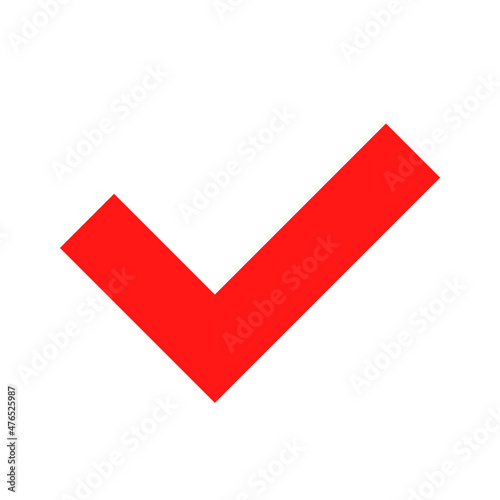 Red check mark icon. Vectors about success.