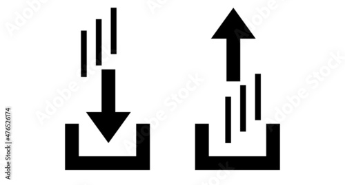 Download icon and upload icon. Vectors.