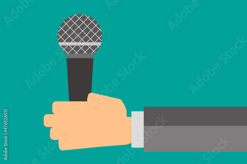 Illustration of a man holding a microphone. Great for interviews, singers, etc.