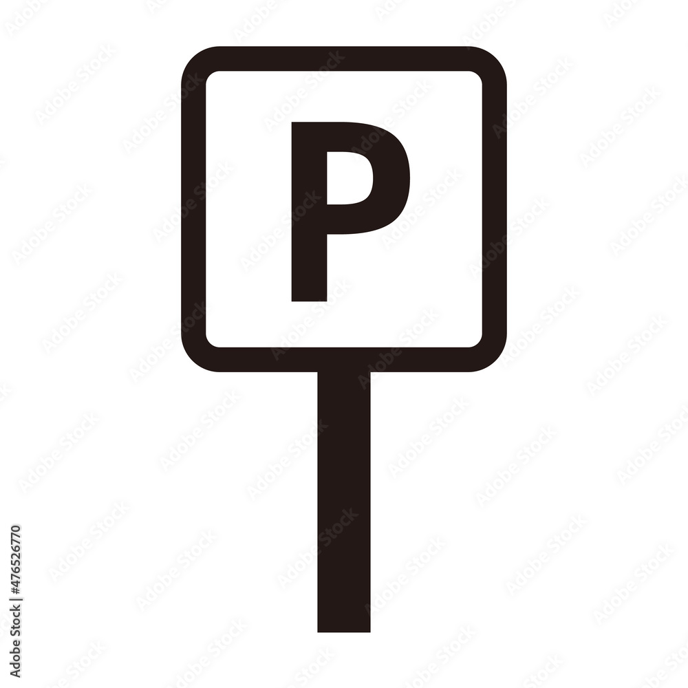 Parking sign icon with pole. Vector. Parking sign icon with pole. Vector.