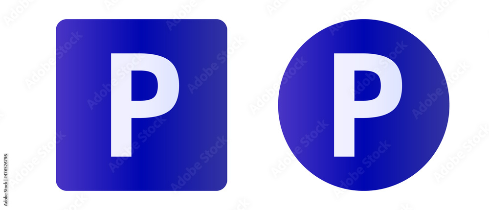 Set of icons for square and round parking signs. Vector. Set of icons for square and round parking signs. Vector.