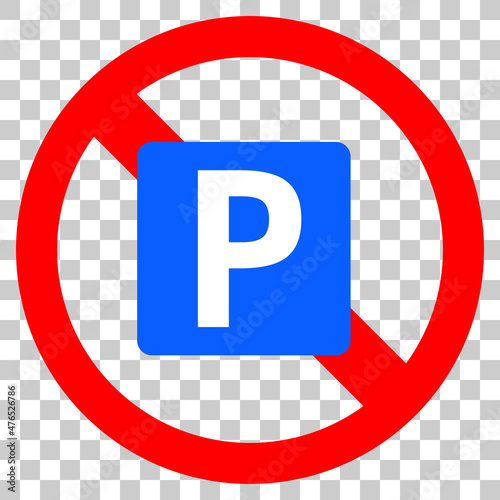 Parking signs and prohibition marks. Indicates that parking is not allowed.