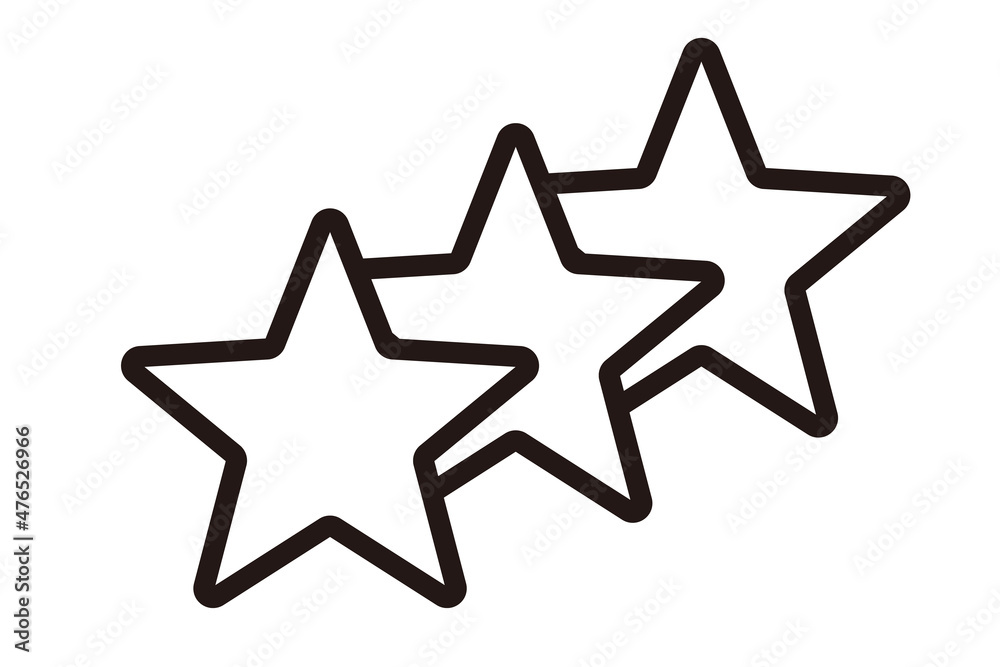 Three aligned monochrome stars icon. Vector. Three aligned monochrome stars icon. Vector.