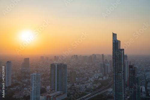 Bangkok's buildings along the Chao Phraya River.