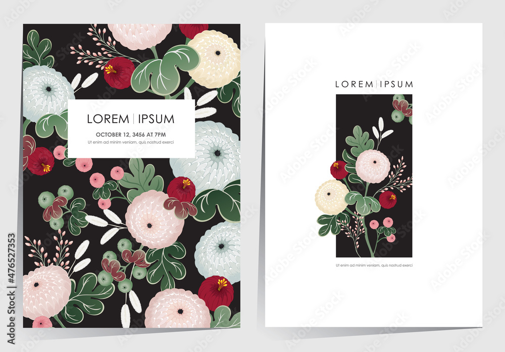 Autumn & winter floral decorated frame set vector illustration. Image ...