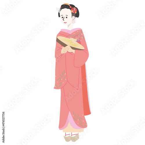 京都の祇園を歩く綺麗な舞妓さん