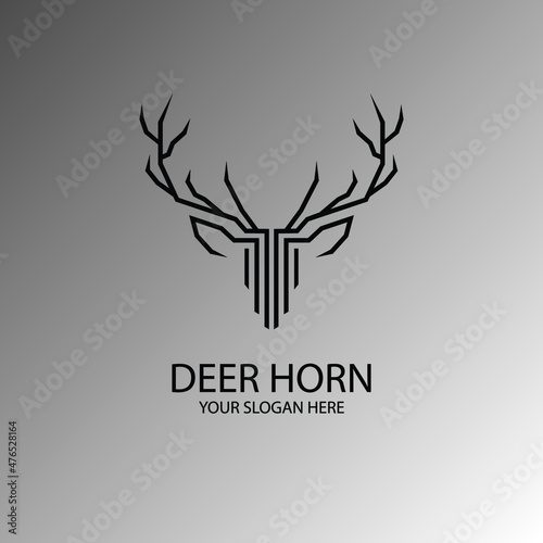 line art monochrome deer antler logo