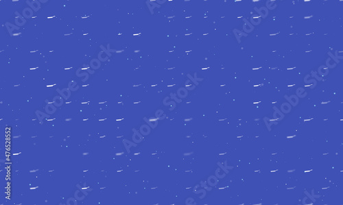 Seamless background pattern of evenly spaced white pan symbols of different sizes and opacity. Vector illustration on indigo background with stars