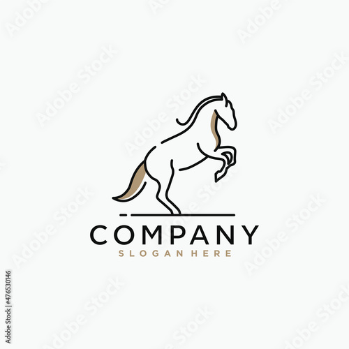 Logo inspiration, a horse that is jumping that looks elegant using lines. This logo is suitable for business, technology, animals etc.
