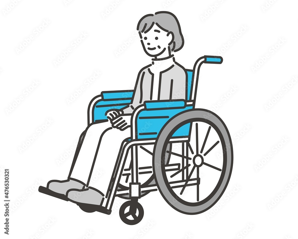 車椅子に乗るシニアのベクターイラスト素材／車いす／介護／怪我／福祉