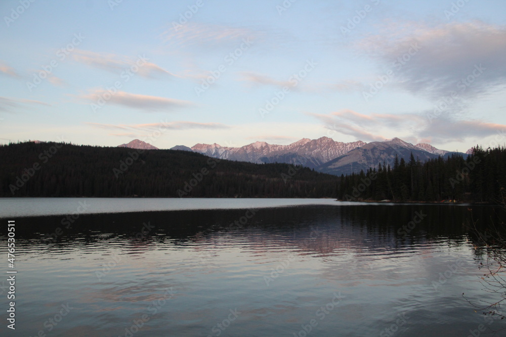 Calm Dusk On The Lake, Jasper National Park, Alberta