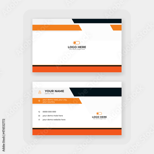 modern orange abstract business card design, stylish orange professional business card design template