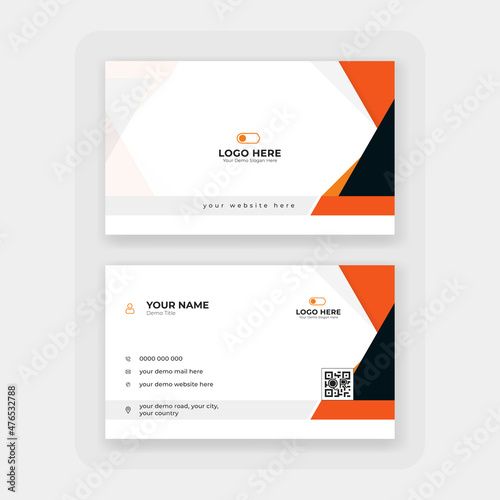 modern orange abstract business card design, stylish orange professional business card design template